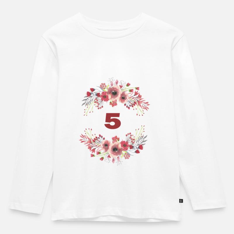 5. Geburtstag - Kinder Premium Bio Langarmshirt - Weiß