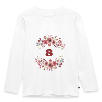 8. Geburtstag - Kinder Premium Bio Langarmshirt - Weiß - Vorne - AI Model Kid Female (0cm)
