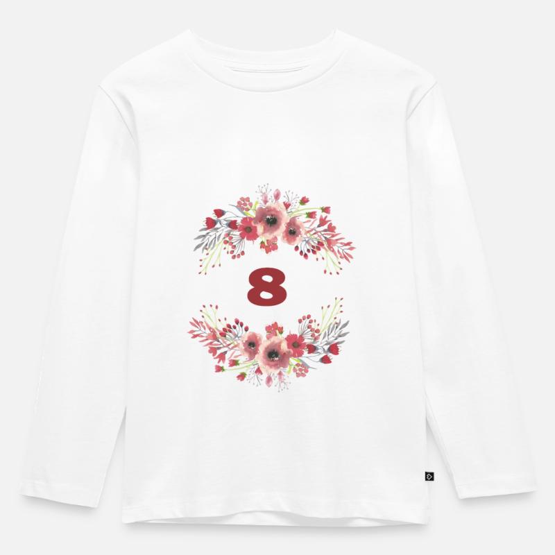 8. Geburtstag - Kinder Premium Bio Langarmshirt - Weiß