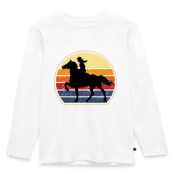 Western riding Western rider riding a western horse - Kids' Premium Longsleeve Shirt - white - Front - AI Model Kid Female (0cm)