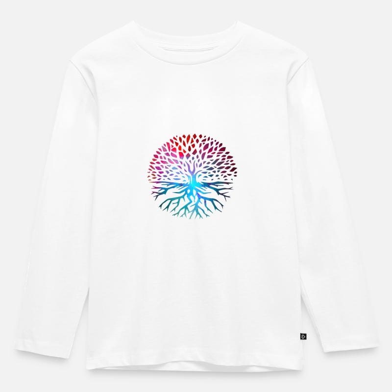 Baum des Lebens - Kinder Premium Bio Langarmshirt - Weiß