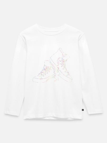 Sneaker Regenbogen - Kinder Premium Bio Langarmshirt - Weiß