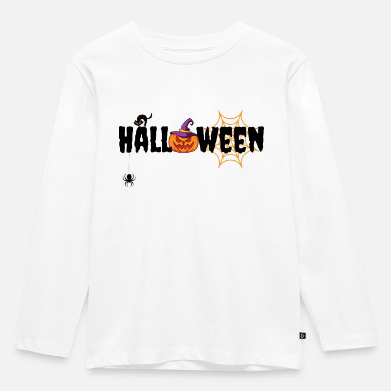 Halloween - Kinder Premium Bio Langarmshirt - Weiß