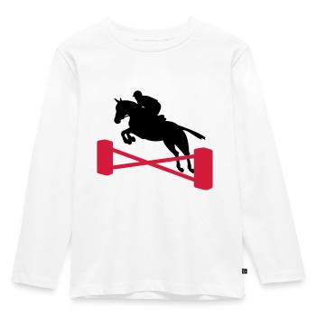springreiten - Kinder Premium Bio Langarmshirt - Weiß - Vorne - AI Model Kid Female (0cm)