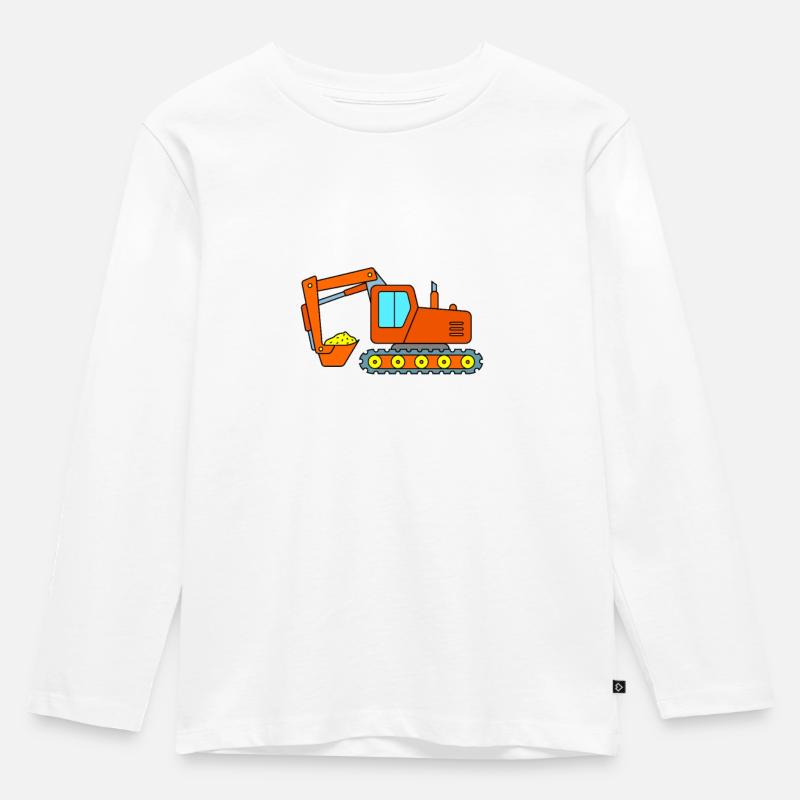 Raupenbagger Bagger Baustelle - Kinder Premium Bio Langarmshirt - Weiß