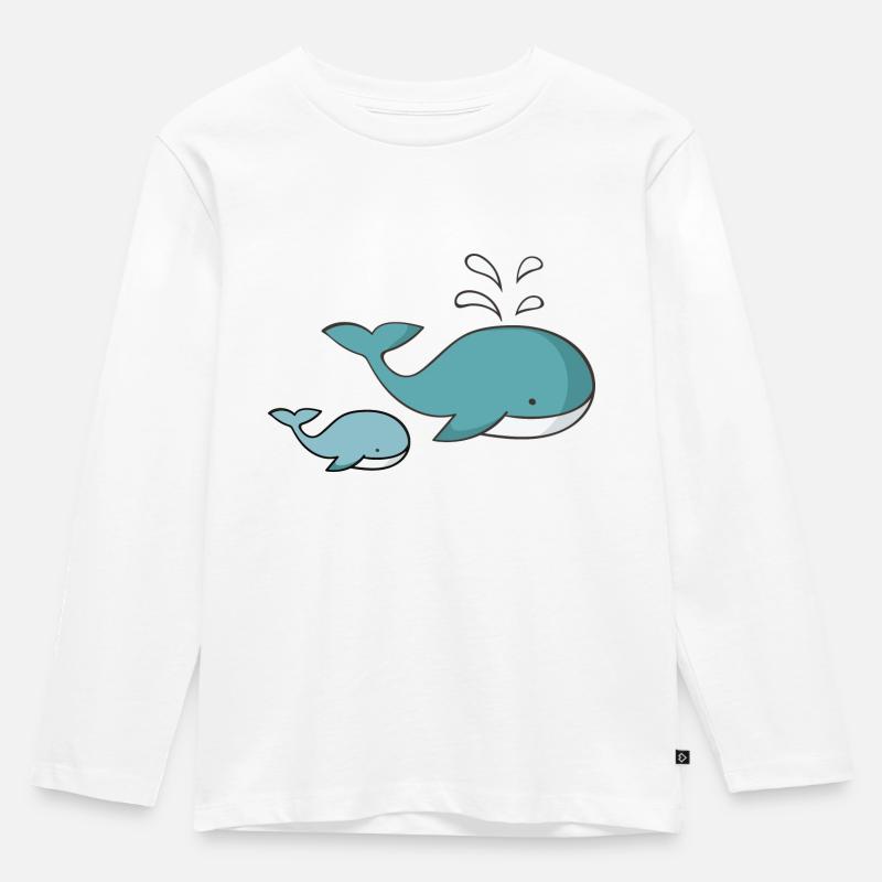 Wal - Kinder Premium Bio Langarmshirt - Weiß