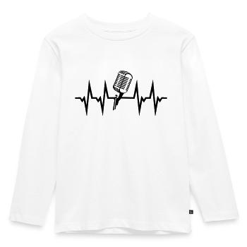 Mikrofon und Herzschlag, singen, musik - Kinder Premium Bio Langarmshirt - Weiß - Vorne - AI Model Kid Female (0cm)