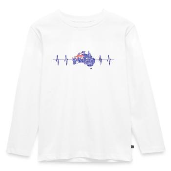 Australia, Down Under, Australien, Heartbeat - Kinder Premium Bio Langarmshirt - Weiß - Vorne - AI Model Kid Female (0cm)