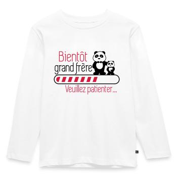 Bientôt grand frère - T-shirt manches longues Premium Enfant - blanc - Devant - AI Model Kid Female (0cm)