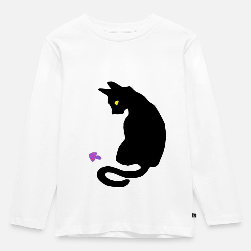 Katze - Kinder Premium Bio Langarmshirt - Weiß