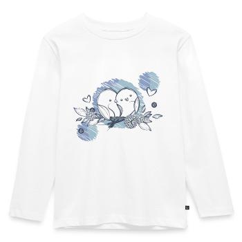 Hochzeit Brautpaar Geschenk Just Married Liebe - Kinder Premium Bio Langarmshirt - Weiß - Vorne - AI Model Kid Female (0cm)