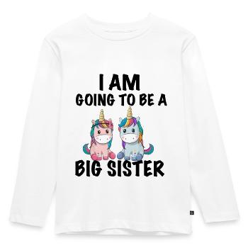 Je vais être une grande sœur, licorne - T-shirt manches longues Premium Enfant - blanc - Devant - AI Model Kid Female (0cm)