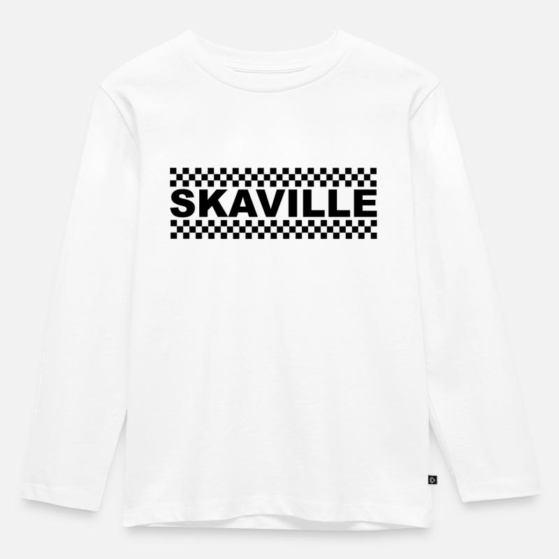 Skaville - Kinder Premium Bio Langarmshirt - Weiß