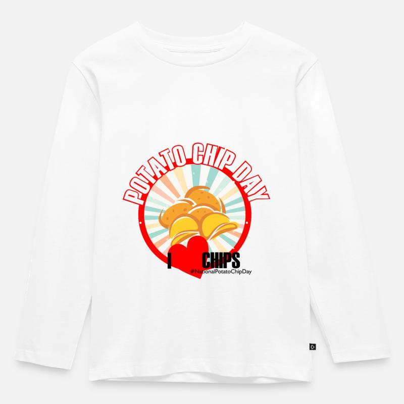 Kartoffel Chips Tag - Kinder Premium Bio Langarmshirt - Weiß