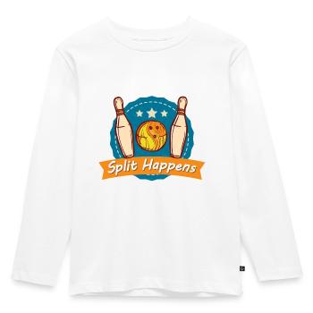 Split Happens Tee Bowling Bowler Tee - Kids' Premium Longsleeve Shirt - white - Front - AI Model Kid Female (0cm)