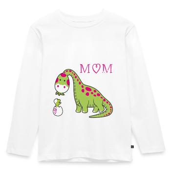T-shirt de jour de mère de Dino T-shirt de jour de mère - T-shirt manches longues Premium Enfant - blanc - Devant - AI Model Kid Female (0cm)