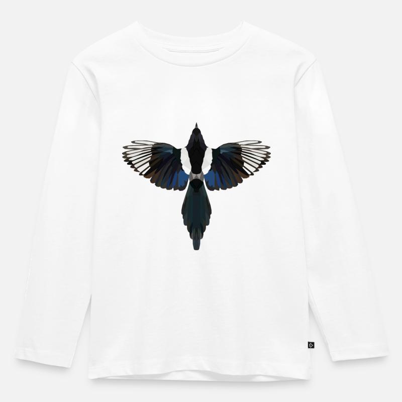 Polyart Elster - Kinder Premium Bio Langarmshirt - Weiß