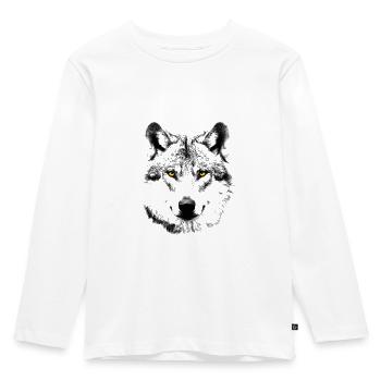 The Wolf - Kids' Premium Longsleeve Shirt - white - Front - AI Model Kid Female (0cm)