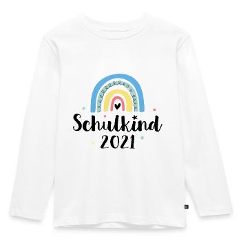 Schulkind 2021 / 1. Schultag - Kinder Premium Bio Langarmshirt - Weiß - Vorne - AI Model Kid Female (0cm)