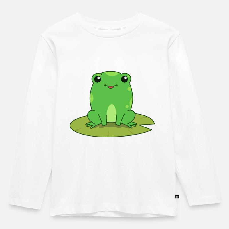 Süßer Frosch - Kinder Premium Bio Langarmshirt - Weiß