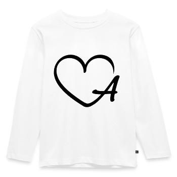 Love letter A - Kids' Premium Longsleeve Shirt - white - Front - AI Model Kid Female (0cm)