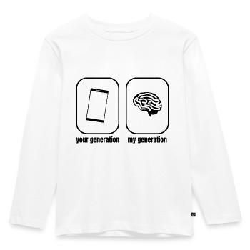Mobiltelefon Gehirn Spruch - Kinder Premium Bio Langarmshirt - Weiß - Vorne - AI Model Kid Female (0cm)