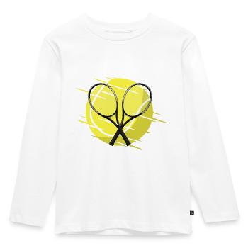 Tennis rackets and tennis ball - Kids' Premium Longsleeve Shirt - white - Front - AI Model Kid Female (0cm)