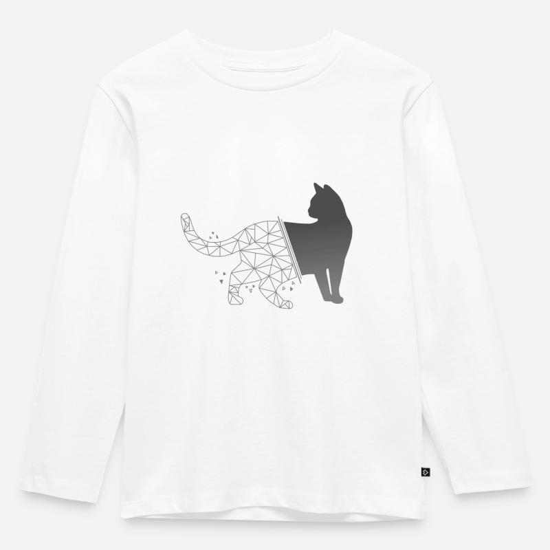 Cat - Kinder Premium Bio Langarmshirt - Weiß