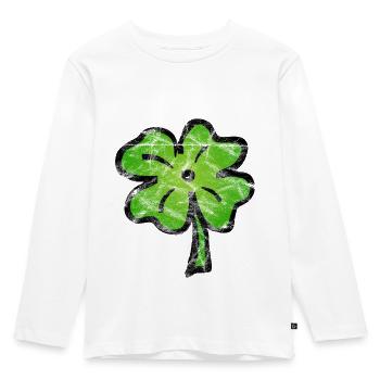 Feuille de trèfle chanceux Irlande Vintage - T-shirt manches longues Premium Enfant - blanc - Devant - AI Model Kid Female (0cm)