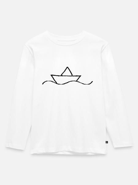 Boot - Kinder Premium Bio Langarmshirt - Weiß