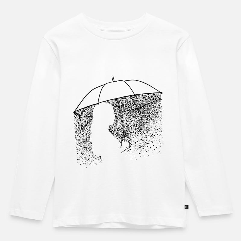 Frau Mit Regenschirm - Kinder Premium Bio Langarmshirt - Weiß