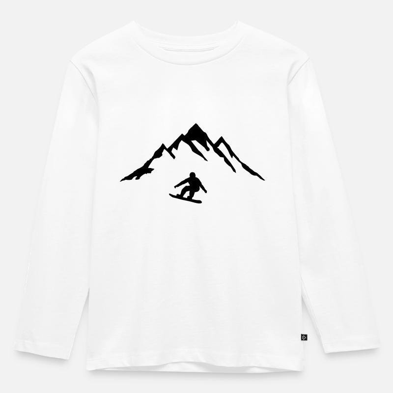 Snowboard und Berg, Snowboarden - Kinder Premium Bio Langarmshirt - Weiß