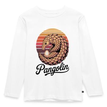 Pangolin: Pangolin in retro look - Kids' Premium Longsleeve Shirt - white - Front - AI Model Kid Female (0cm)