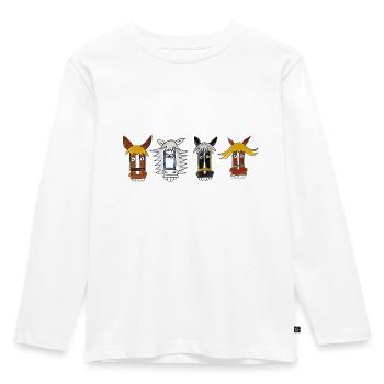 Pferdestaffel Hotte Hü Comic - Kinder Premium Bio Langarmshirt - Weiß - Vorne - AI Model Kid Female (0cm)