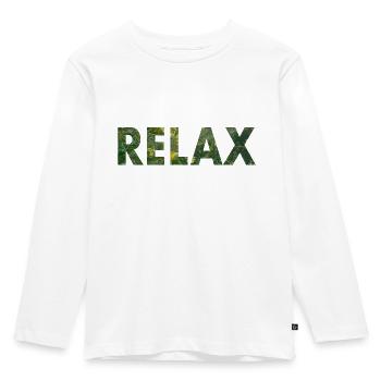 RELAX word with photo - Kids' Premium Longsleeve Shirt - white - Front - AI Model Kid Female (0cm)