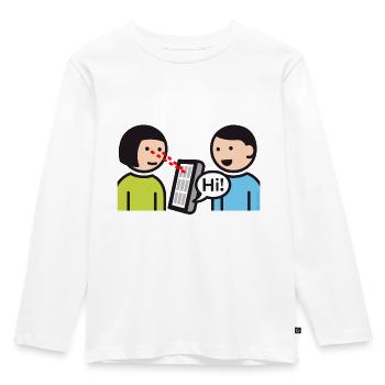 Hi! Augensteuerung Mädchen - Kinder Premium Bio Langarmshirt - Weiß - Vorne - AI Model Kid Female (0cm)