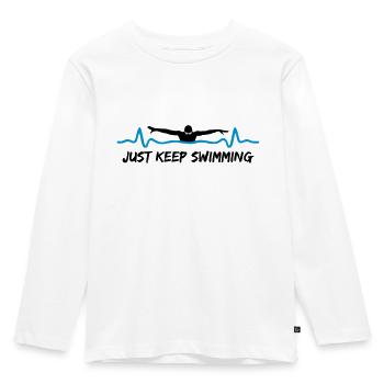 Swimmer and heartbeat, just keep swimming - Kids' Premium Longsleeve Shirt - white - Front - AI Model Kid Female (0cm)