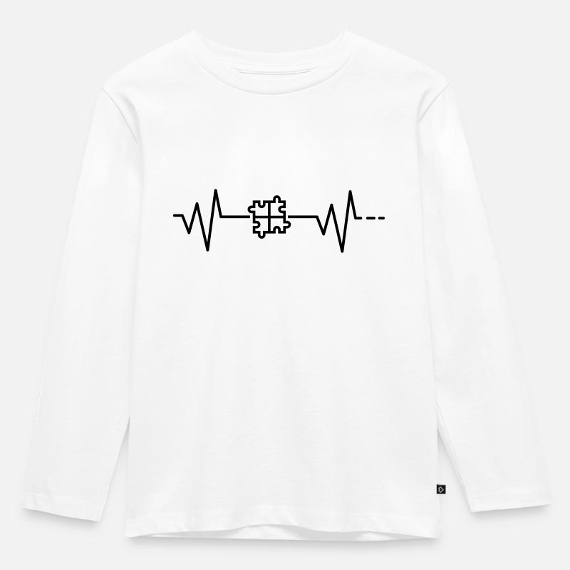 Herzschlag Puzzle puzzleteil Rätsel Geschenkidee - Kinder Premium Bio Langarmshirt - Weiß