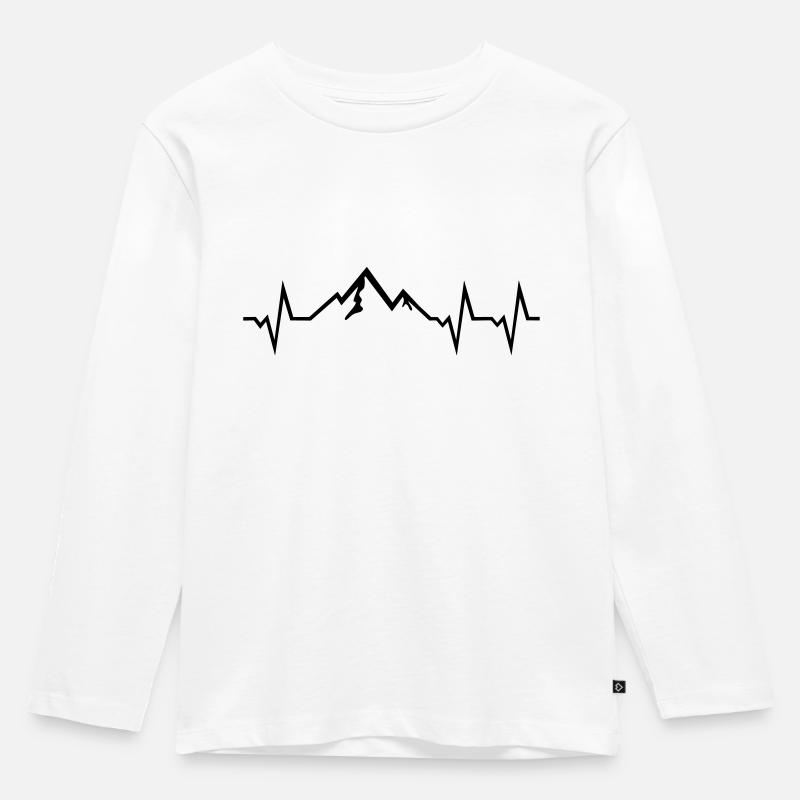 Berg Herzschlag, Berge EKG - Kinder Premium Bio Langarmshirt - Weiß