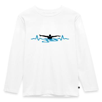 Swimmer and heartbeat, swim - Kids' Premium Longsleeve Shirt - white - Front - AI Model Kid Female (0cm)