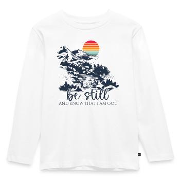 Jesus Christ - Christian Shirt - Be still - Kids' Premium Longsleeve Shirt - white - Front - AI Model Kid Female (0cm)