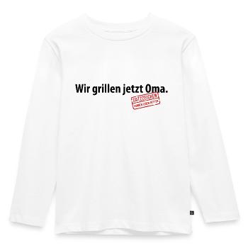 Wir grillen jetzt Oma Satzzeichen Komma Leben Omi - Kinder Premium Bio Langarmshirt - Weiß - Vorne - AI Model Kid Female (0cm)
