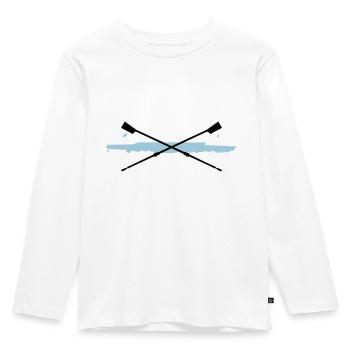 Rudern, Ruderboot und Paddel - Kinder Premium Bio Langarmshirt - Weiß - Vorne - AI Model Kid Female (0cm)