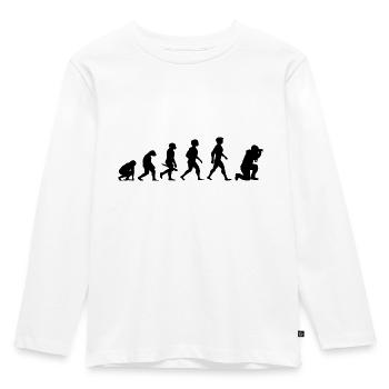 Evolution Photograf Fotograf Photoapparat Kamera - Kinder Premium Bio Langarmshirt - Weiß - Vorne - AI Model Kid Female (0cm)