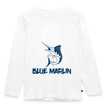 Angler - Angelsport - Blue Marlin - Geschenk - Kinder Premium Bio Langarmshirt - Weiß - Vorne - AI Model Kid Female (0cm)