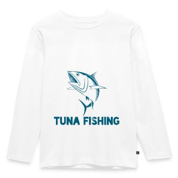Angler - Angelsport - Thunfisch - Geschenk - Kinder Premium Bio Langarmshirt - Weiß - Vorne - AI Model Kid Female (0cm)
