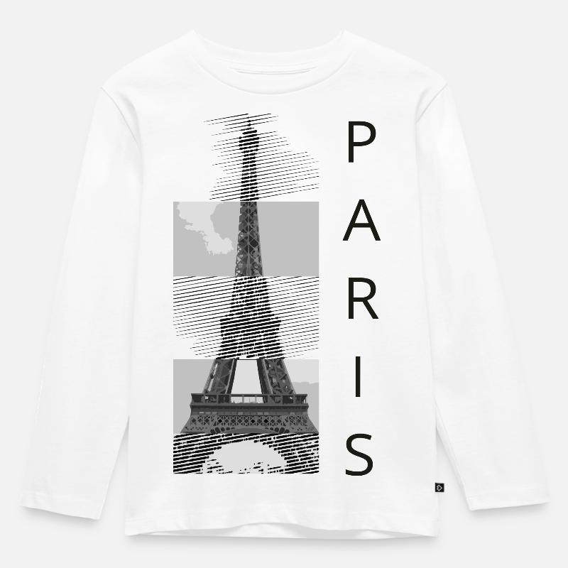 paris - Kinder Premium Bio Langarmshirt - Weiß