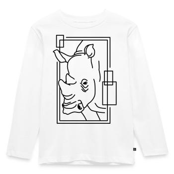 Rhinocéros en conception géométrique - T-shirt manches longues Premium Enfant - blanc - Devant - AI Model Kid Female (0cm)