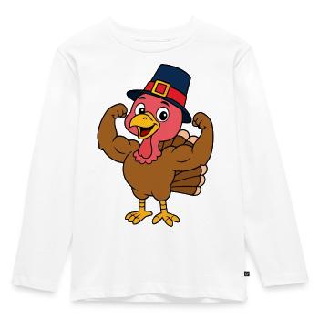 Turkey Pilgrim's Muscle - Kinder Premium Bio Langarmshirt - Weiß - Vorne - AI Model Kid Female (0cm)