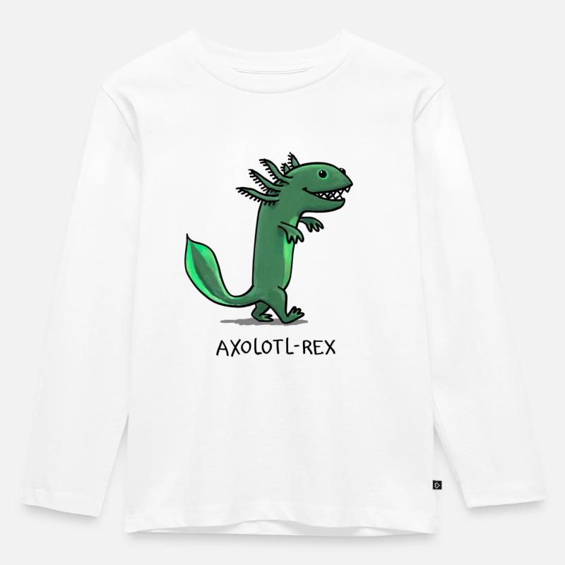 Axolotl Rex - Kinder Premium Bio Langarmshirt - Weiß